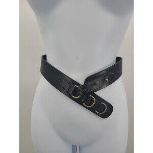 VTG Gap Black Leather Boho Belt Sz M Bohemian Grunge Steampunk